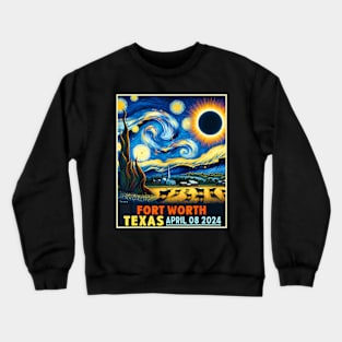 Fort Worth Texas Total Solar Eclipse 2024 Starry Night Crewneck Sweatshirt